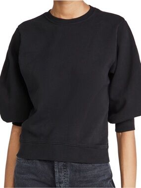 Agolde Thora 3/4 Balloon Sleeve Sweatshirt in Black
